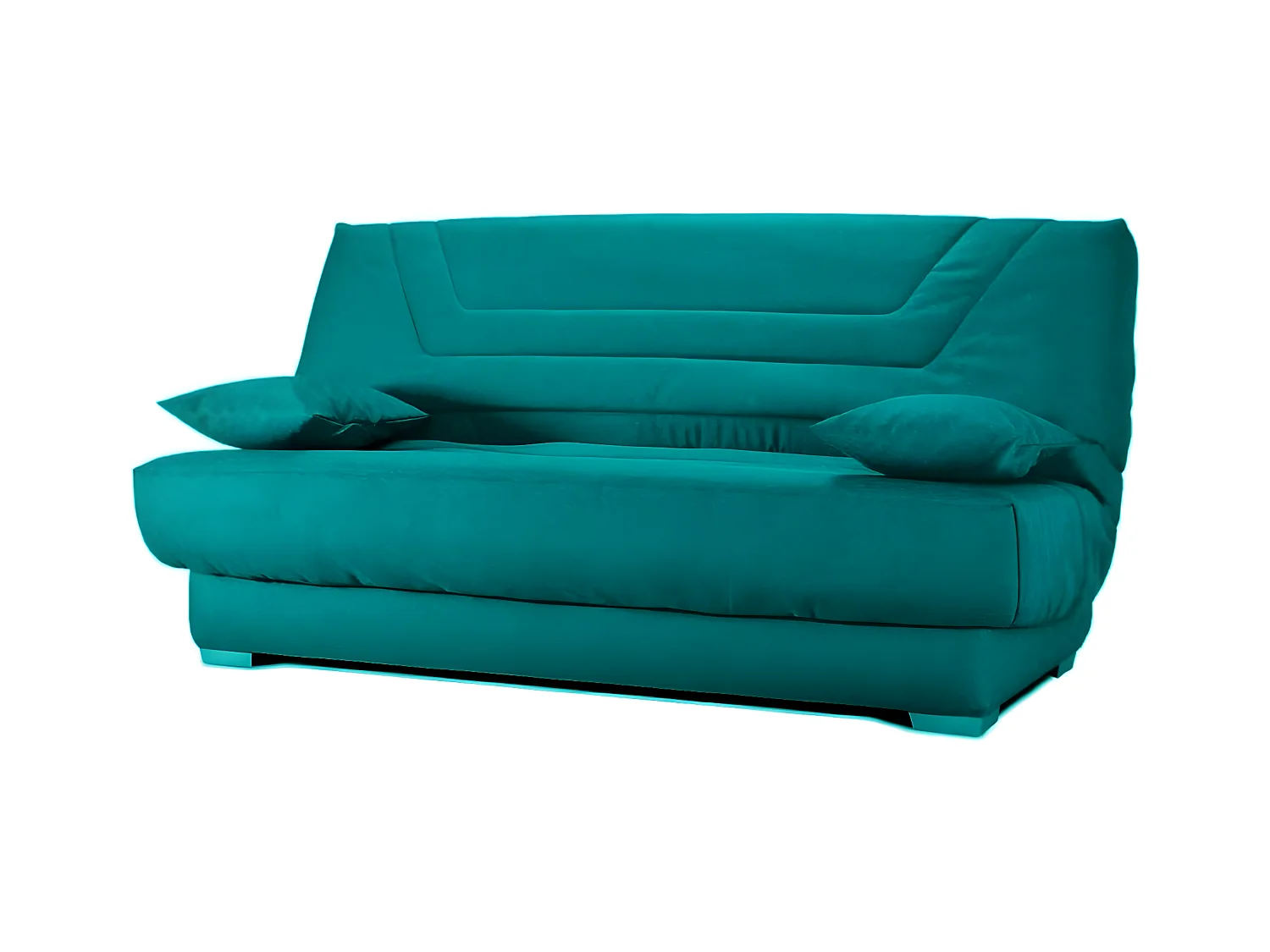 Canapé clic clac tissu avec rangement matelas Bultex 20cm Sabor 193cm-Couleur Vert emeraude