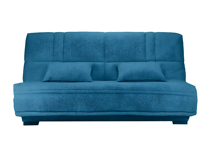 Canapé clic clac tissu avec rangement matelas Starlux 17cm Minel 207cm-Couleur Bleu canard