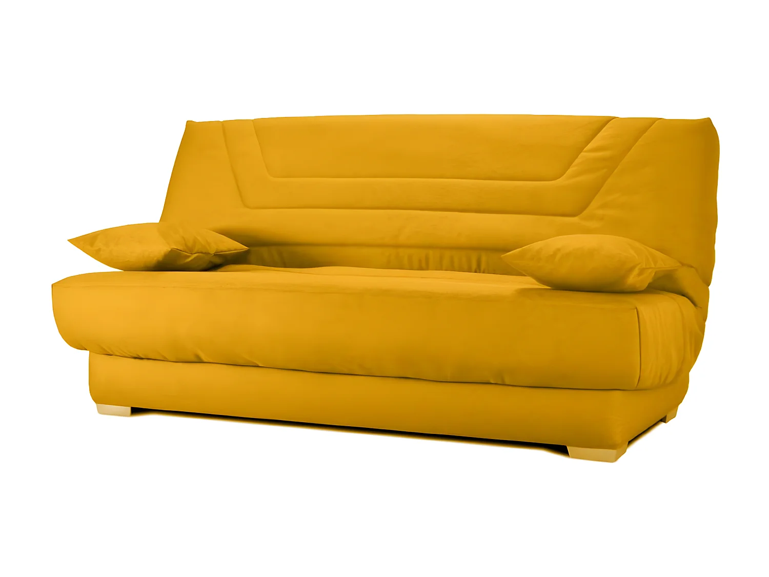 Canapé clic clac tissu avec rangement matelas Bultex 20cm Sabor 193cm-Couleur Jaune curry