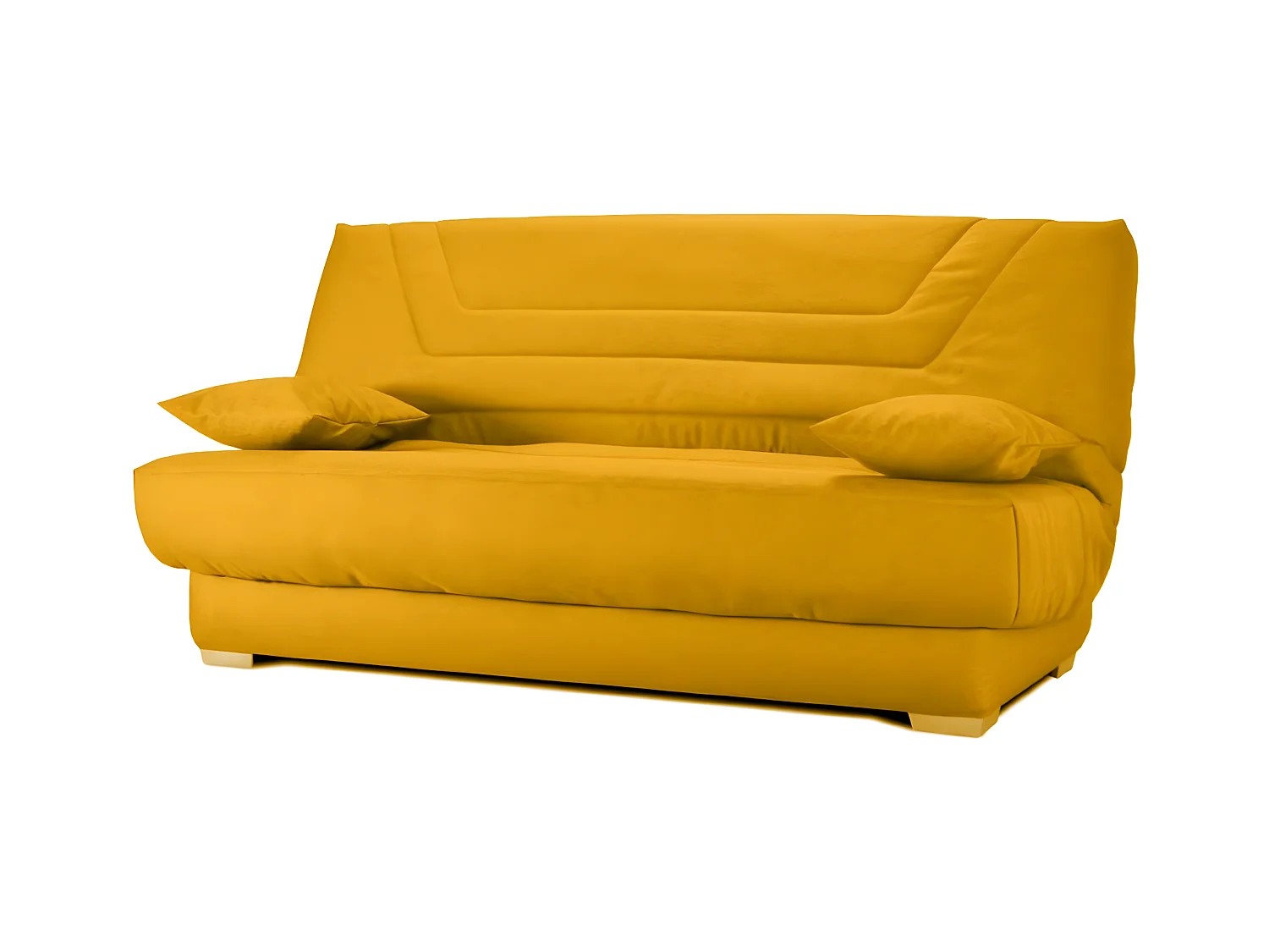 Canapé clic clac tissu avec rangement matelas Bultex 20cm Sabor 193cm-Couleur Jaune curry