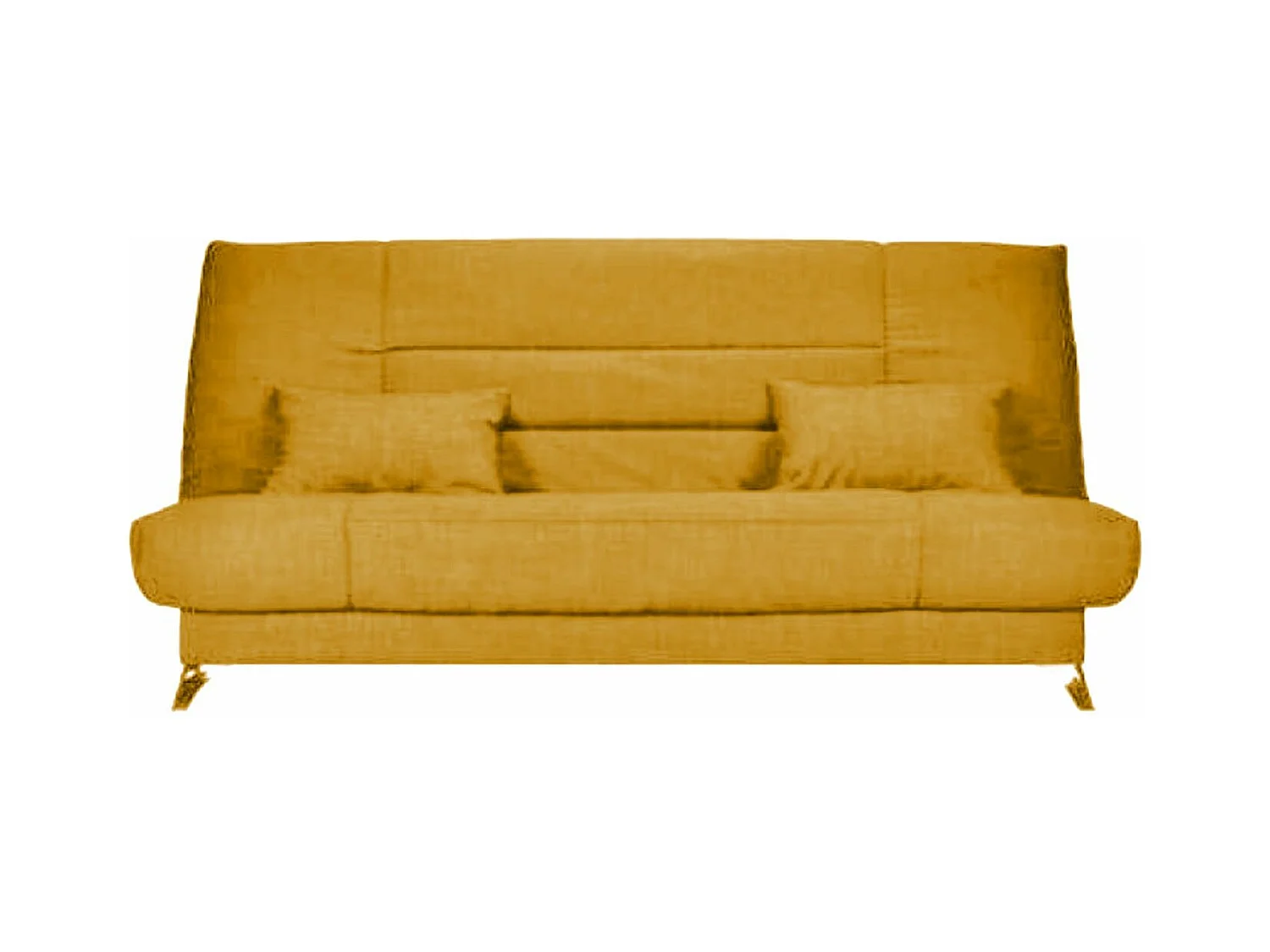 Banquette Clic-clac tissu 130x190 matelas Starflex 13cm avec rangement Kalix-Couleur Jaune curry