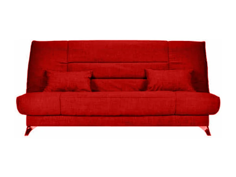 Banquette Clic-clac tissu 130x190 matelas Starflex 13cm avec rangement Kalix-Couleur Rouge