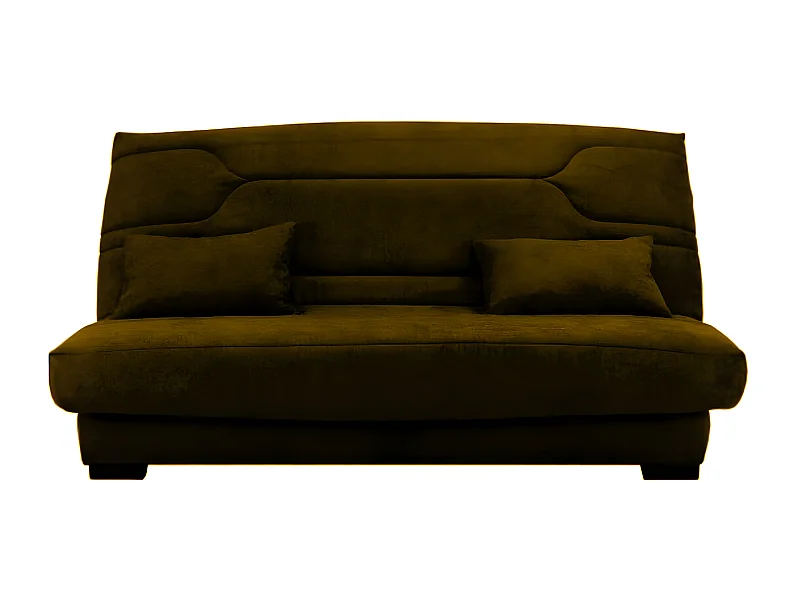 Canapé clic clac tissu avec rangement matelas Bultex 15cm Balkoa 207cm-Couleur Marron clair