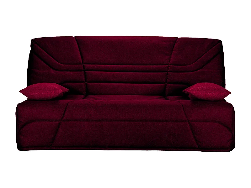 Banquette clic clac tissu 130x190 matelas Starbed 13cm avec coffre de rangement Raka-Couleur Bordeaux