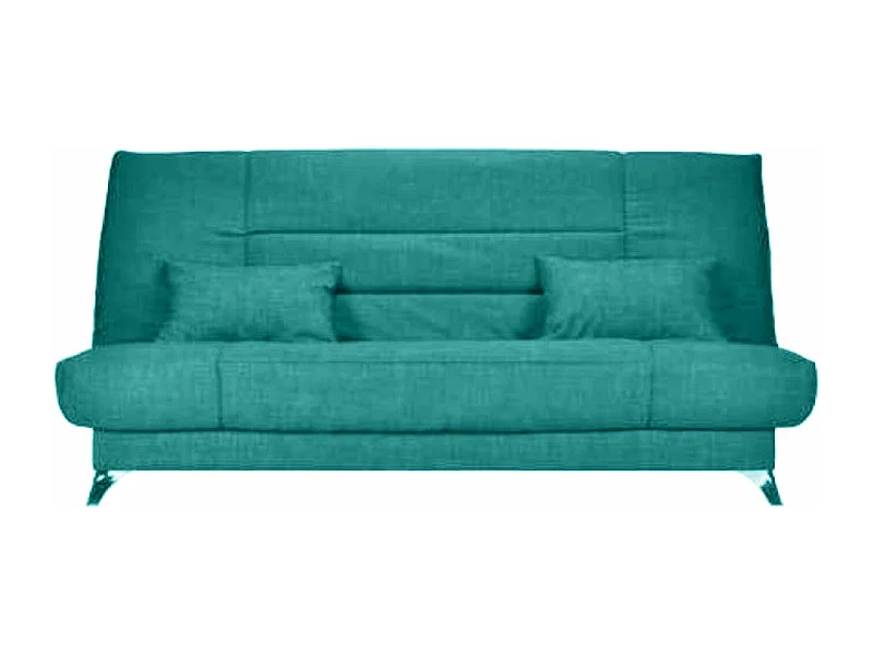 Banquette Clic-clac tissu 130x190 matelas Starflex 13cm avec rangement Kalix-Couleur Bleu cyan