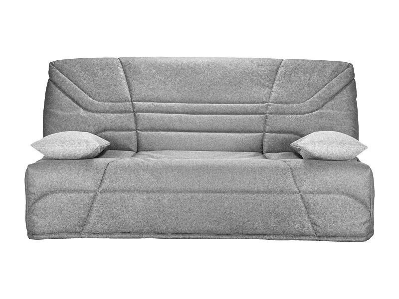 Banquette clic clac tissu 130x190 matelas Starbed 13cm avec coffre de rangement Raka-Couleur Gris perle