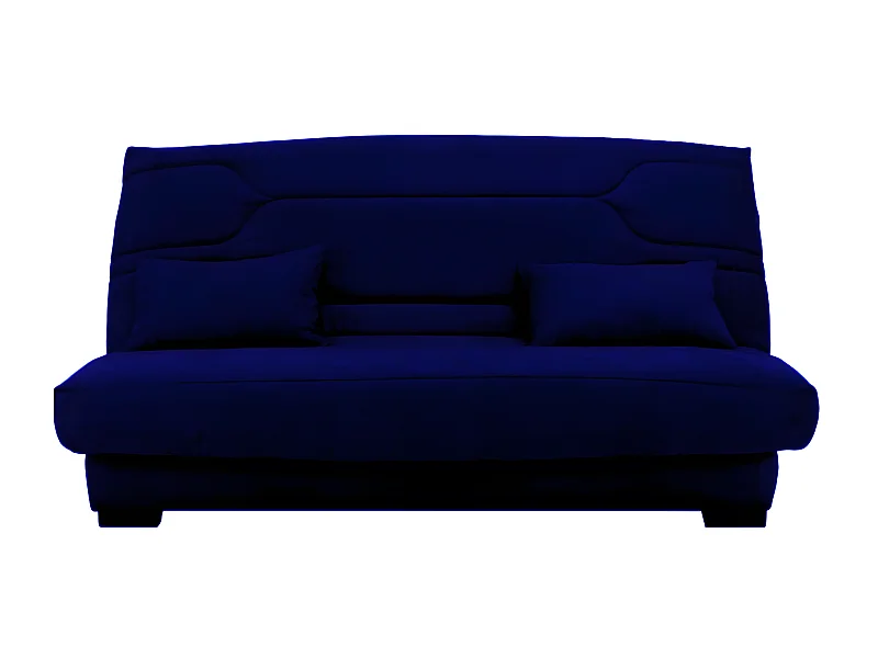 Canapé clic clac tissu avec rangement matelas Bultex 15cm Balkoa 207cm-Couleur Bleu nuit