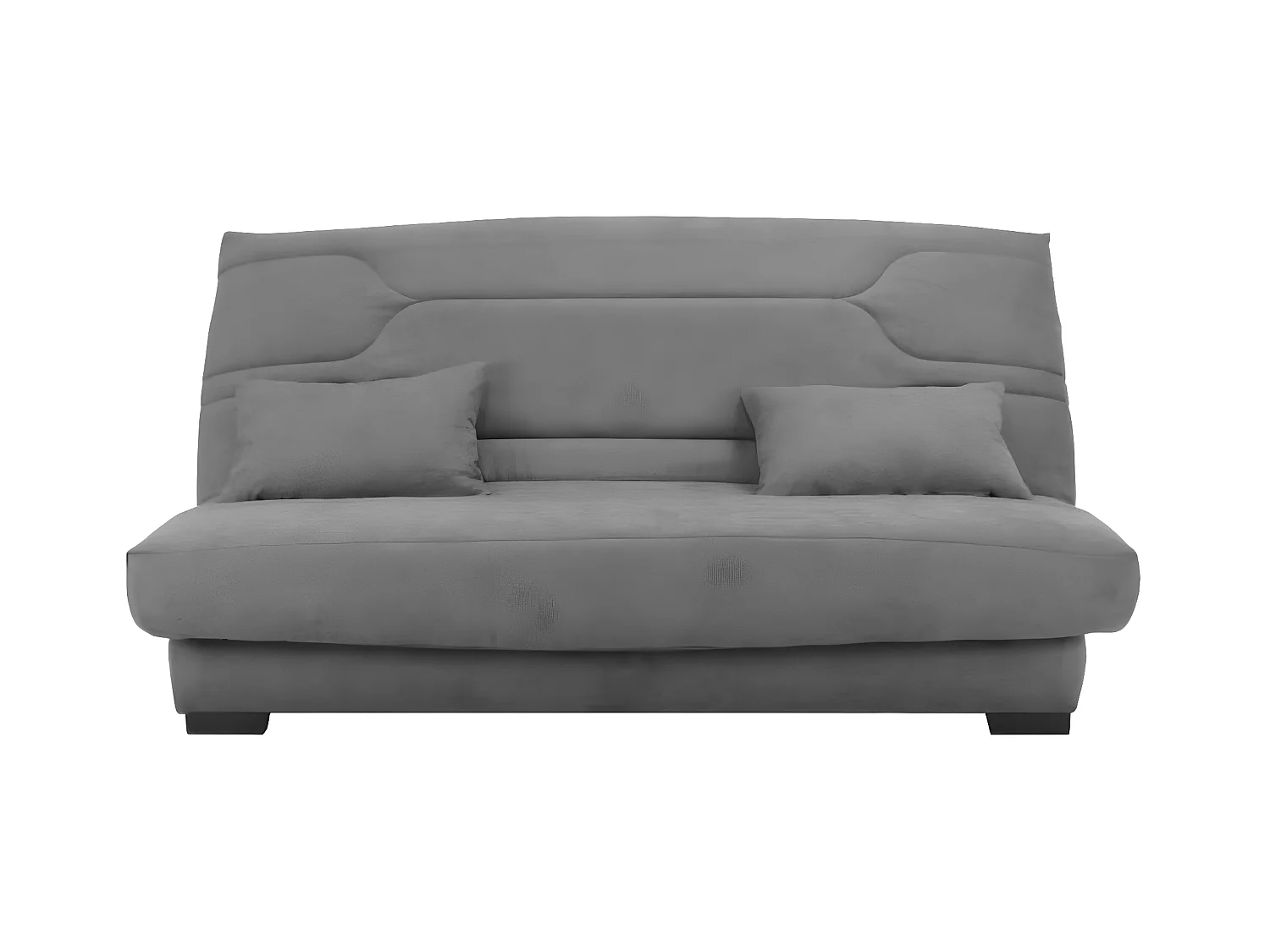 Canapé clic clac tissu avec rangement matelas Bultex 15cm Balkoa 207cm-Couleur Gris clair chiné