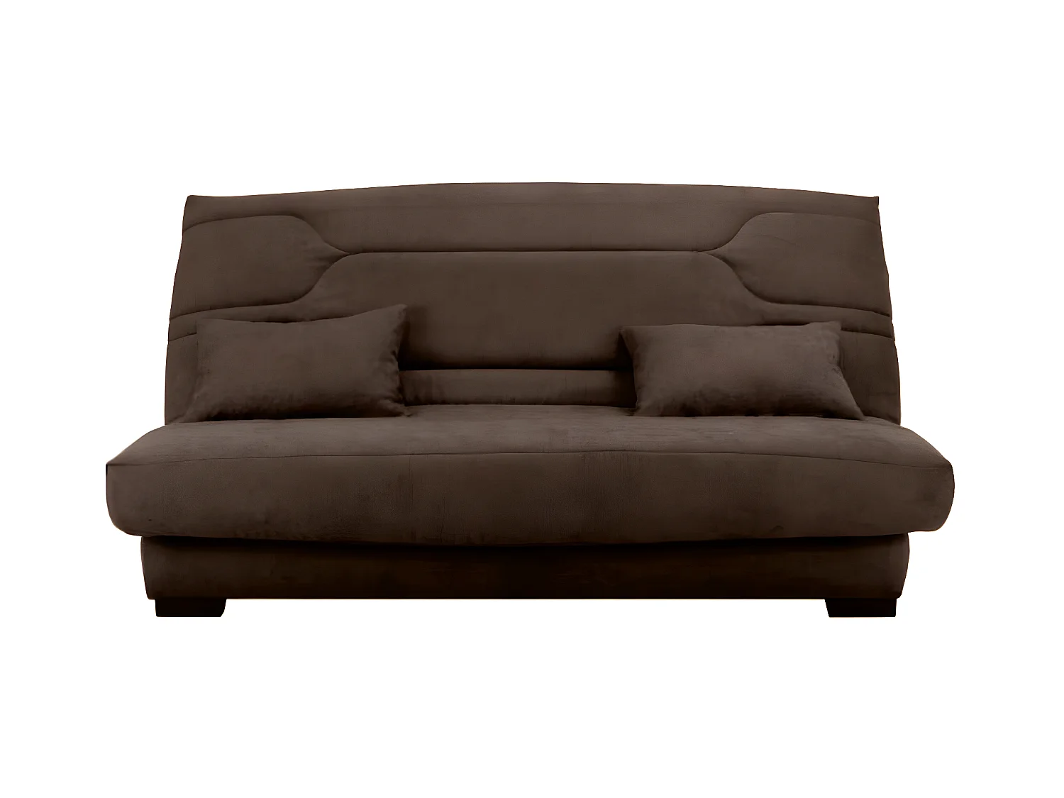 Canapé clic clac tissu avec rangement matelas Bultex 15cm Balkoa 207cm-Couleur Marron