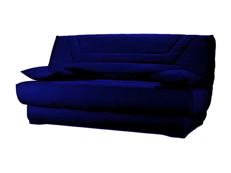 Canapé clic clac tissu avec rangement matelas Bultex 20cm Sabor 193cm-Couleur Bleu nuit