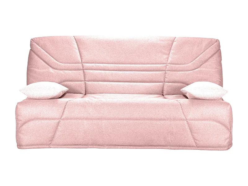 Banquette clic clac tissu 130x190 matelas Starbed 13cm avec coffre de rangement Raka-Couleur Rose clair