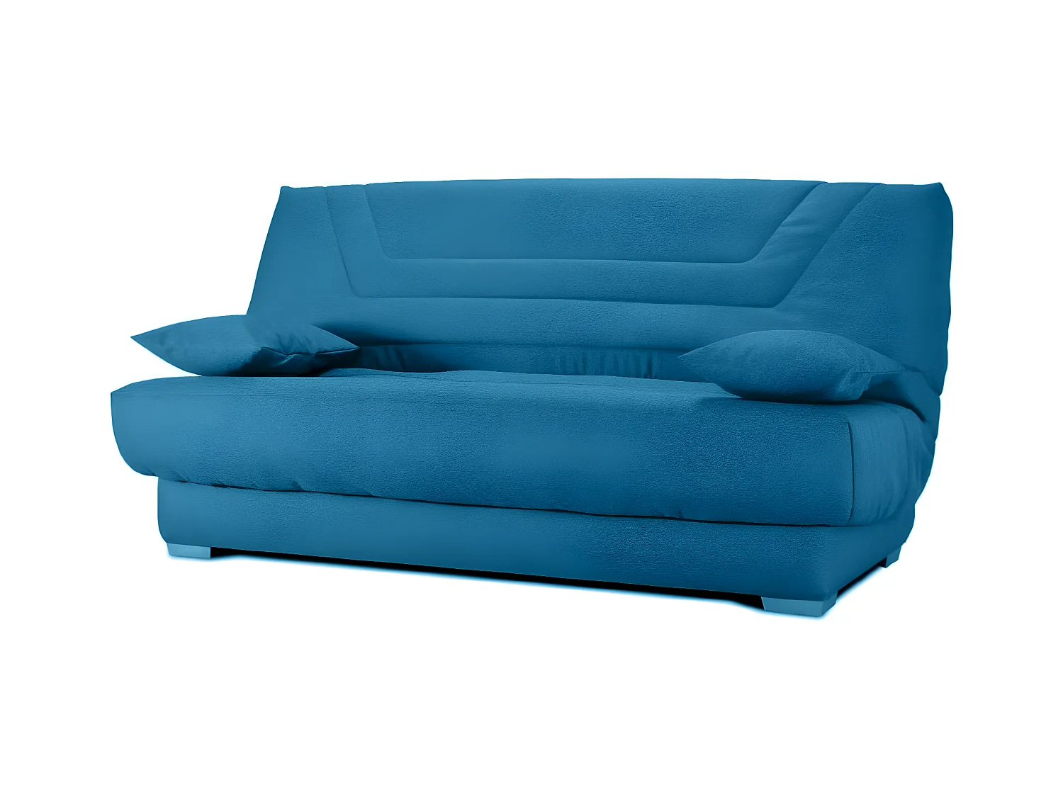 Canapé clic clac tissu avec rangement matelas Bultex 20cm Sabor 193cm-Couleur Bleu canard