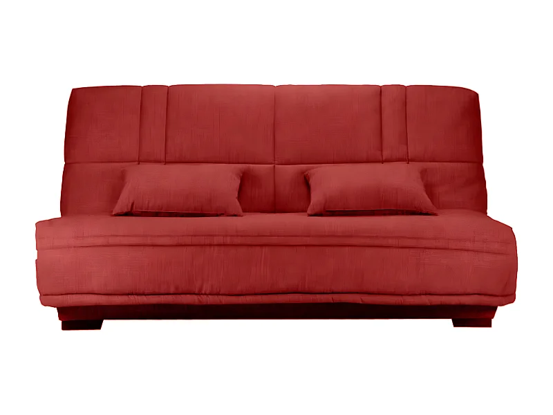 Canapé clic clac tissu avec rangement matelas Starlux 17cm Minel 207cm-Couleur Rouge cerise