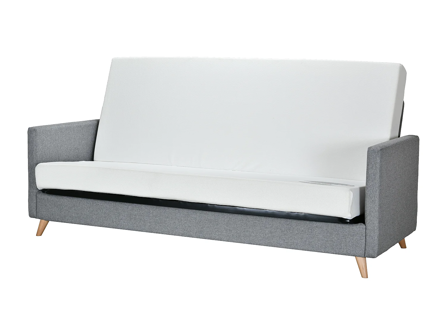 Banquette clic clac tissu 130x190 matelas Bultex 14cm avec rangement Balia-Couleur Gris Souris