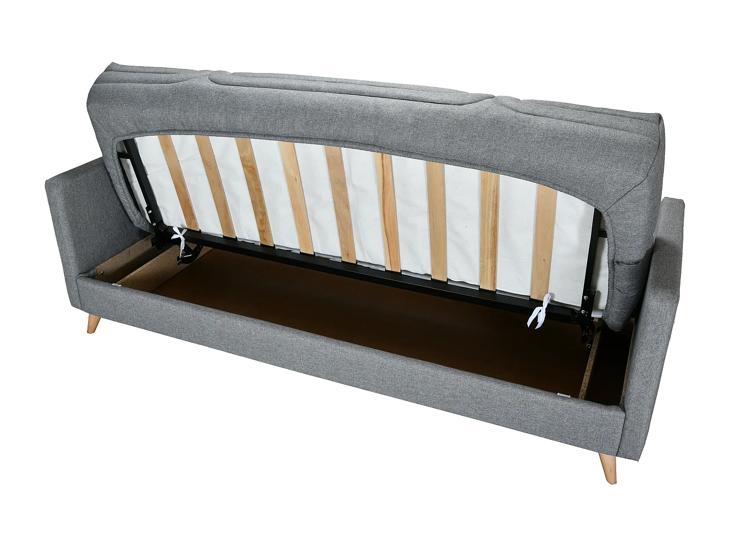 Banquette clic clac tissu 130x190 matelas Bultex 14cm avec rangement Balia-Couleur Gris Souris