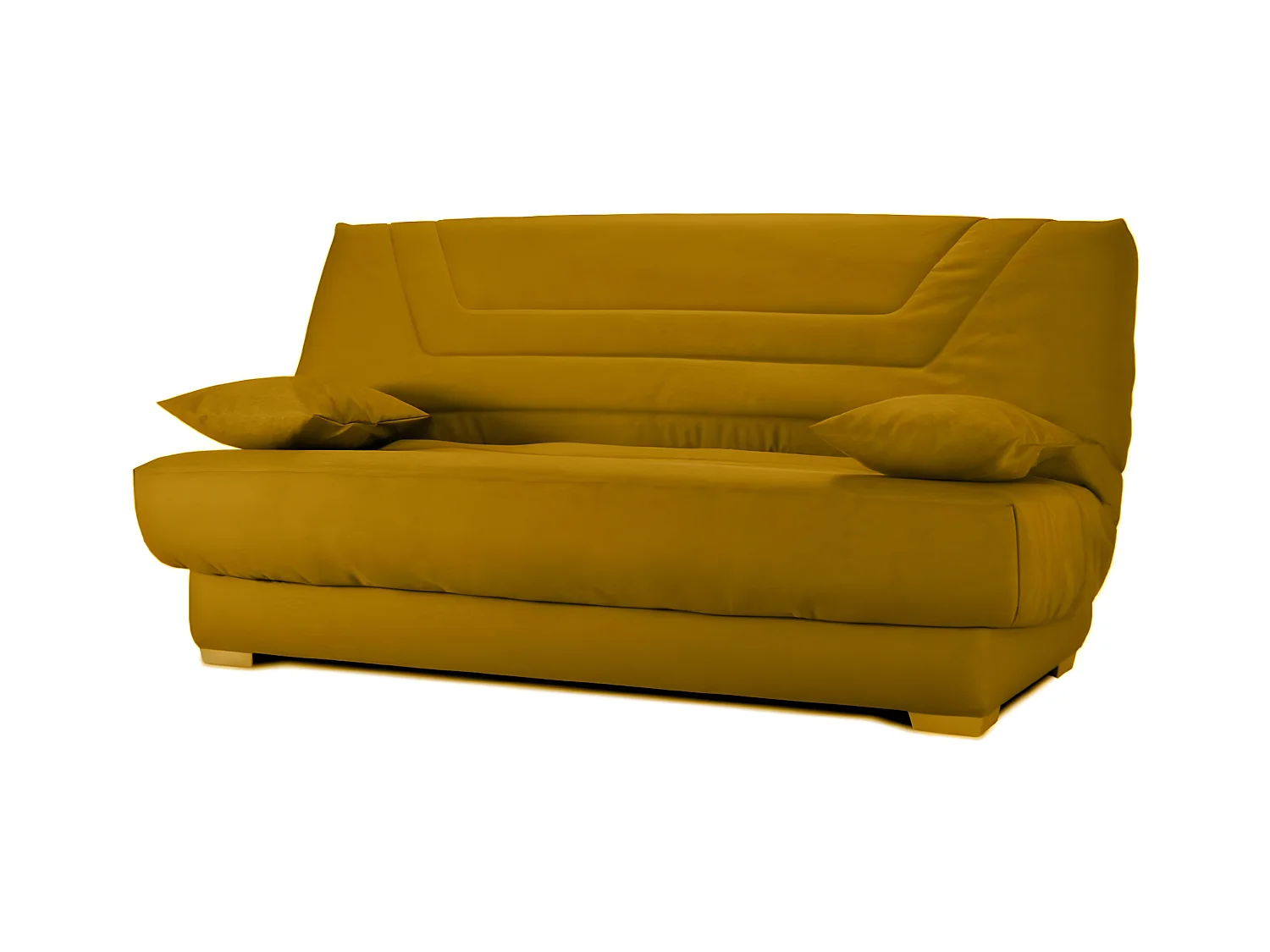 Canapé clic clac tissu avec rangement matelas Bultex 20cm Sabor 193cm-Couleur Jaune ambre