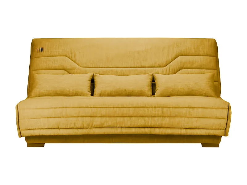 Canapé Clic Clac nouveau tissu avec coffre matelas Bultex 15cm Bianca 140x200-Couleur Jaune curry