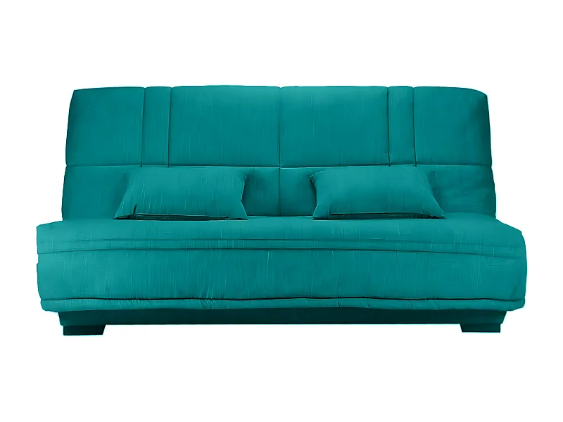Canapé clic clac tissu avec rangement matelas Starlux 17cm Minel 207cm-Couleur Bleu cyan
