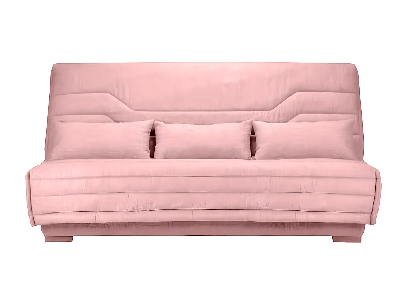 Canapé Clic Clac nouveau tissu avec coffre matelas Bultex 15cm Bianca 140x200-Couleur Rose clair