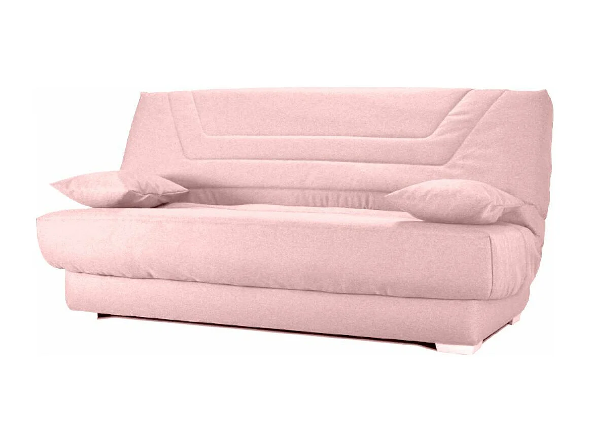 Canapé clic clac tissu avec rangement matelas Bultex 20cm Sabor 193cm-Couleur Rose clair