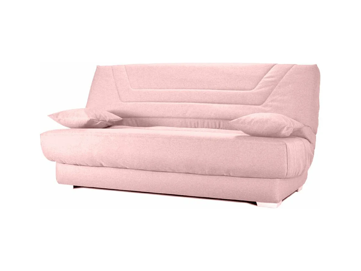 Canapé clic clac tissu avec rangement matelas Bultex 20cm Sabor 193cm-Couleur Rose clair