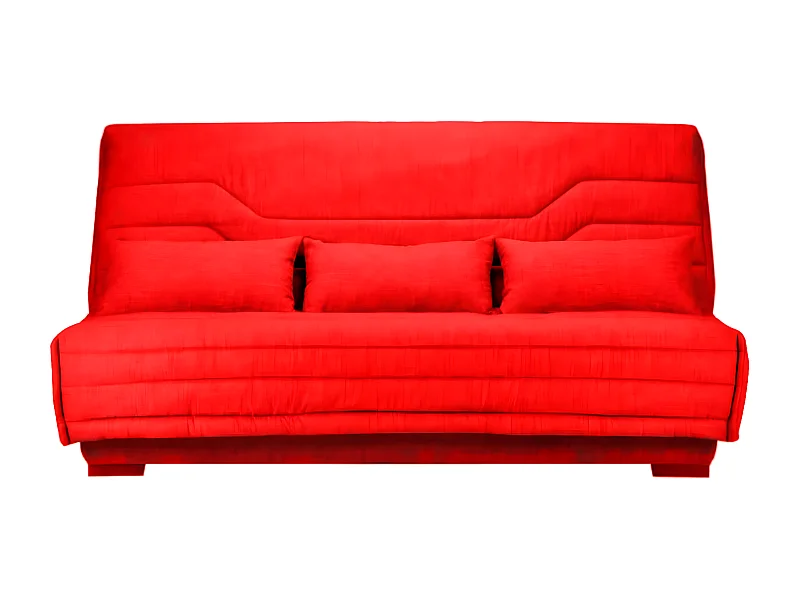 Canapé Clic Clac nouveau tissu avec coffre matelas Bultex 15cm Bianca 140x200-Couleur Rouge