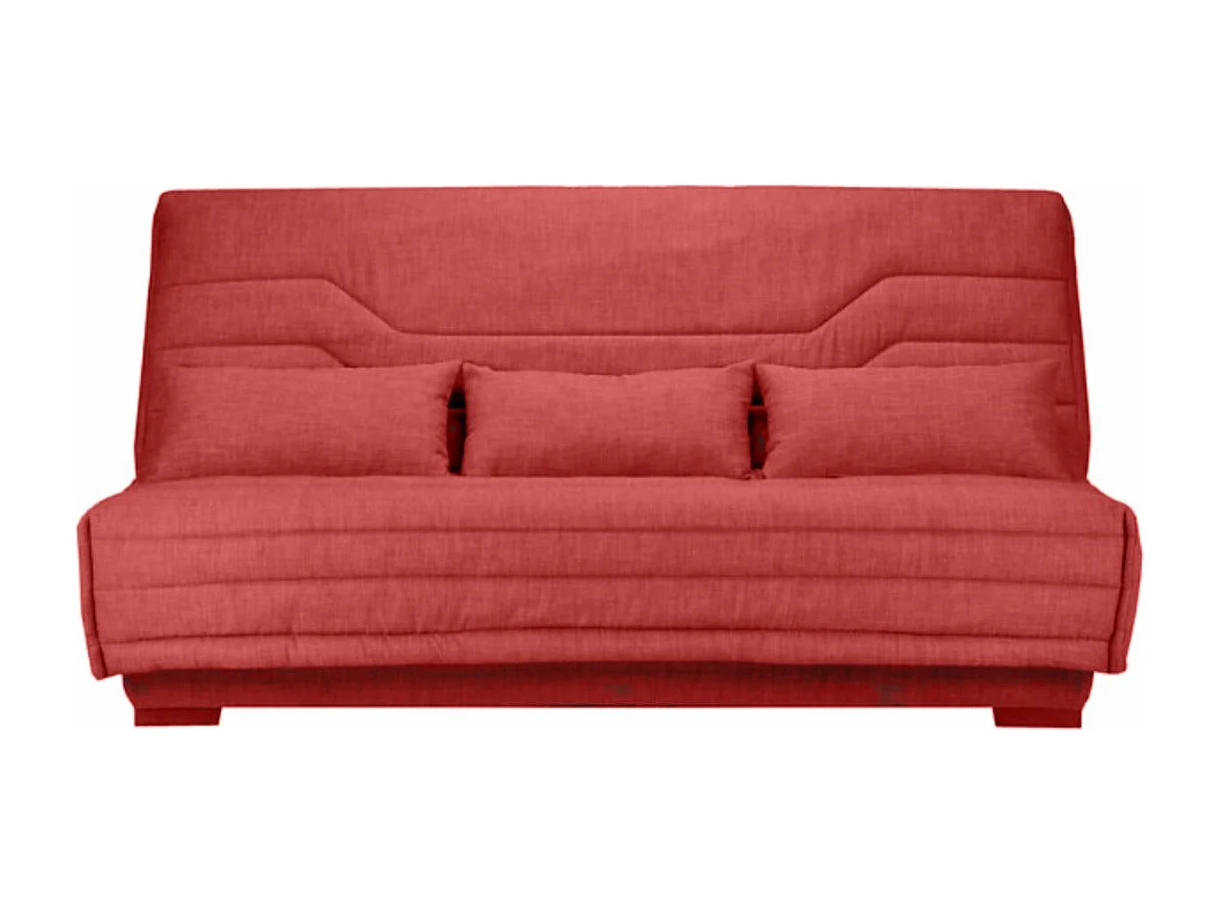 Canapé Clic Clac nouveau tissu avec coffre matelas Bultex 15cm Bianca 140x200-Couleur Rouge cerise