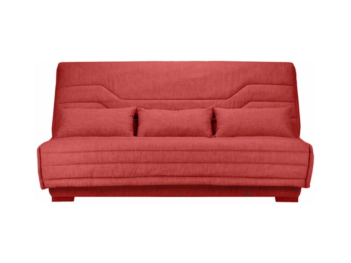 Canapé Clic Clac nouveau tissu avec coffre matelas Bultex 15cm Bianca 140x200-Couleur Rouge cerise