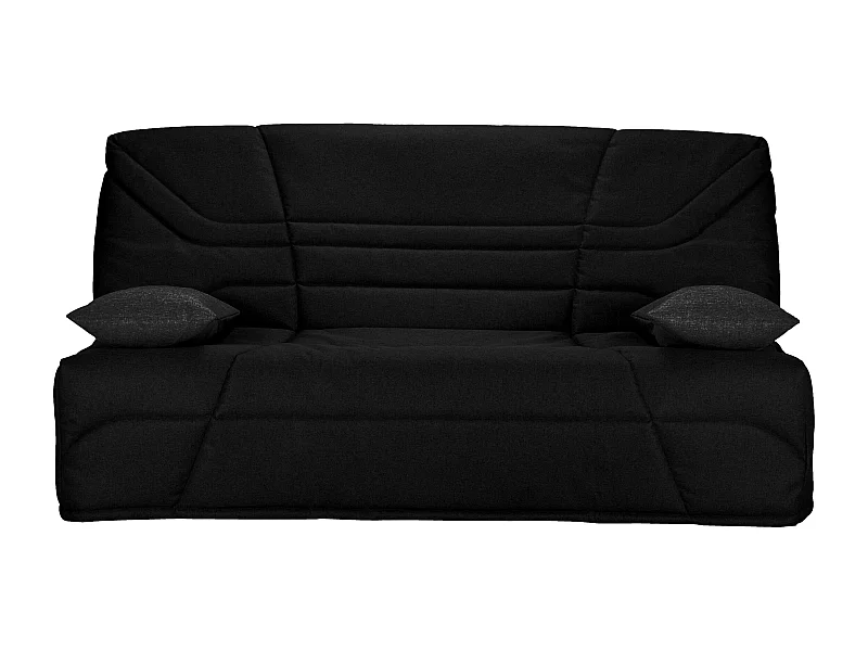 Banquette clic clac tissu 130x190 matelas Starbed 13cm avec coffre de rangement Raka-Couleur Noir