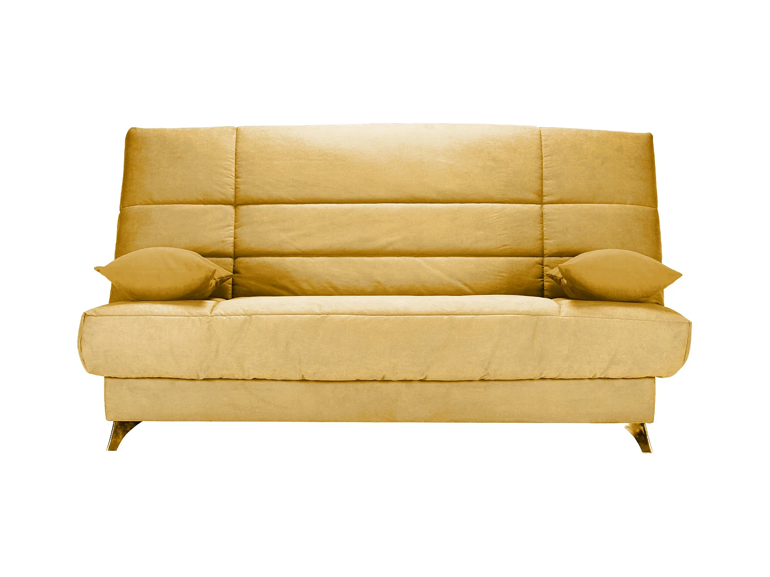 Banquette Clic-clac tissu 130x190 matelas Bultex 14cm avec rangement Belax-Couleur Jaune curry