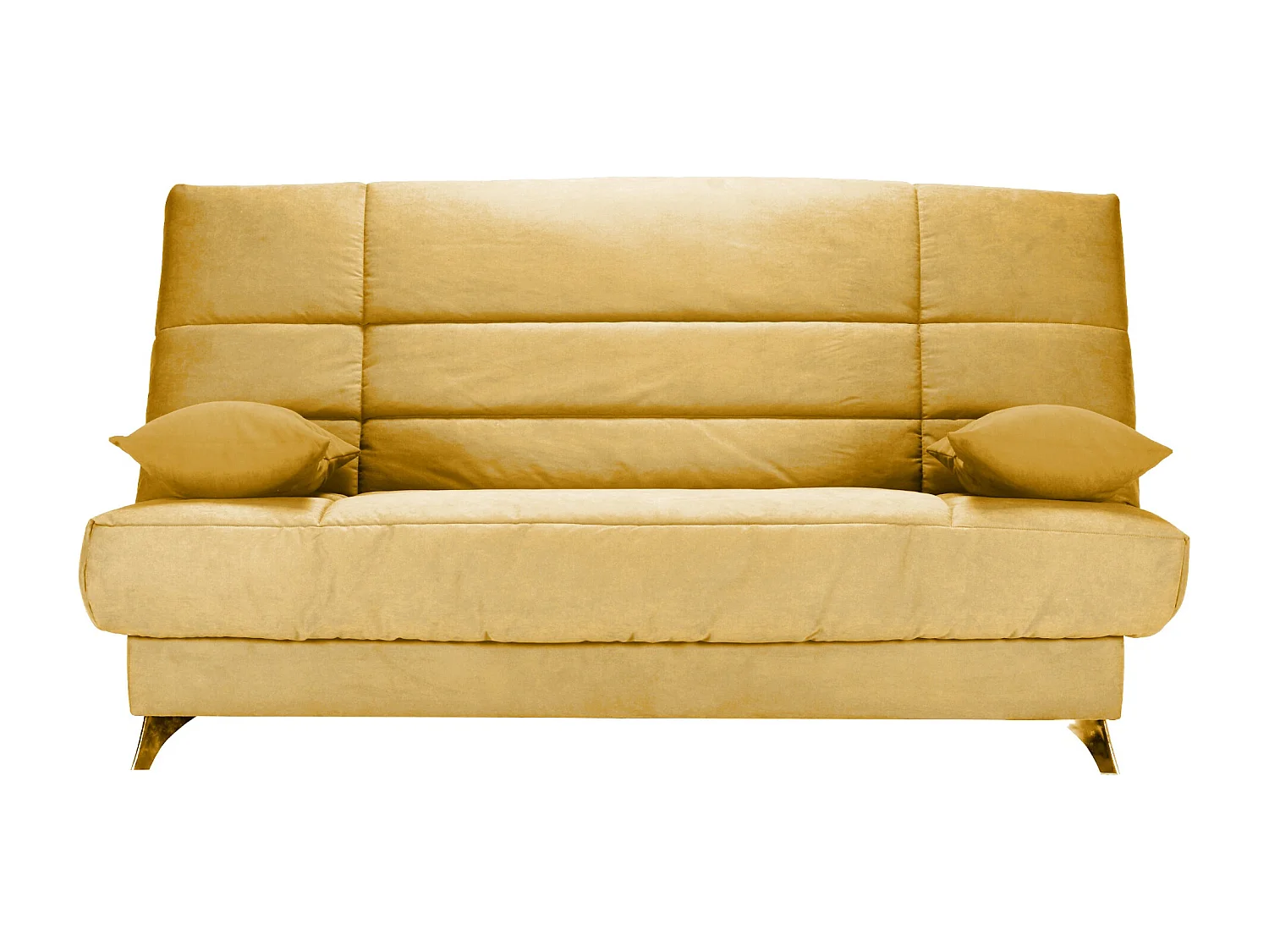 Clic-clac stoffen bank 130x190 cm Bultex matras 14 cm met Belax opberger-Kleur Kerrie geel