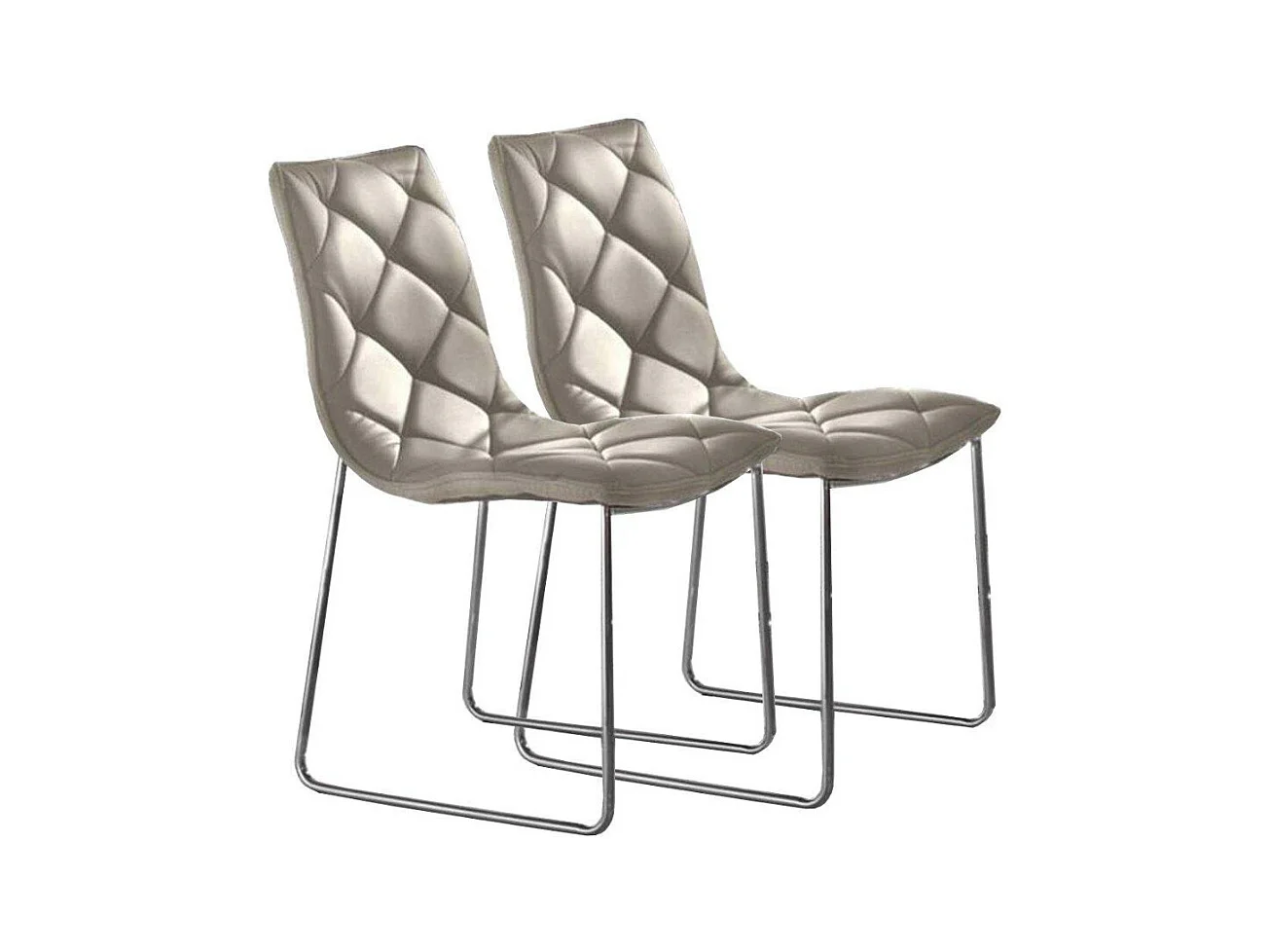Chaise polyuréthane façon cuir capitonné Darkia- Lot de 2-Couleur Beige clair