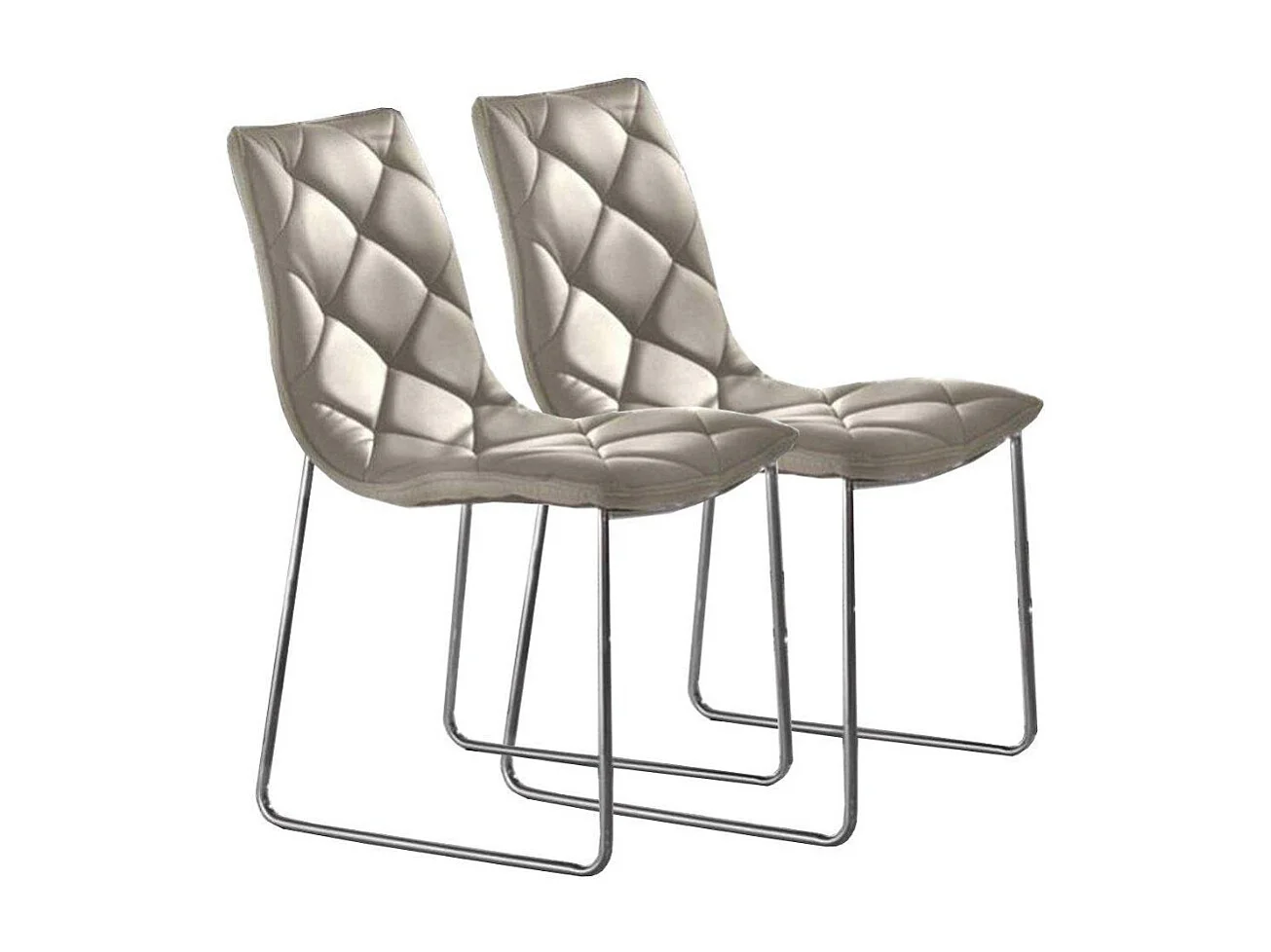 Chaise polyuréthane façon cuir capitonné Darkia- Lot de 2-Couleur Beige clair