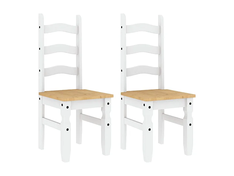 Chaises à manger lot de 2 Corona blanc bois massif de pin