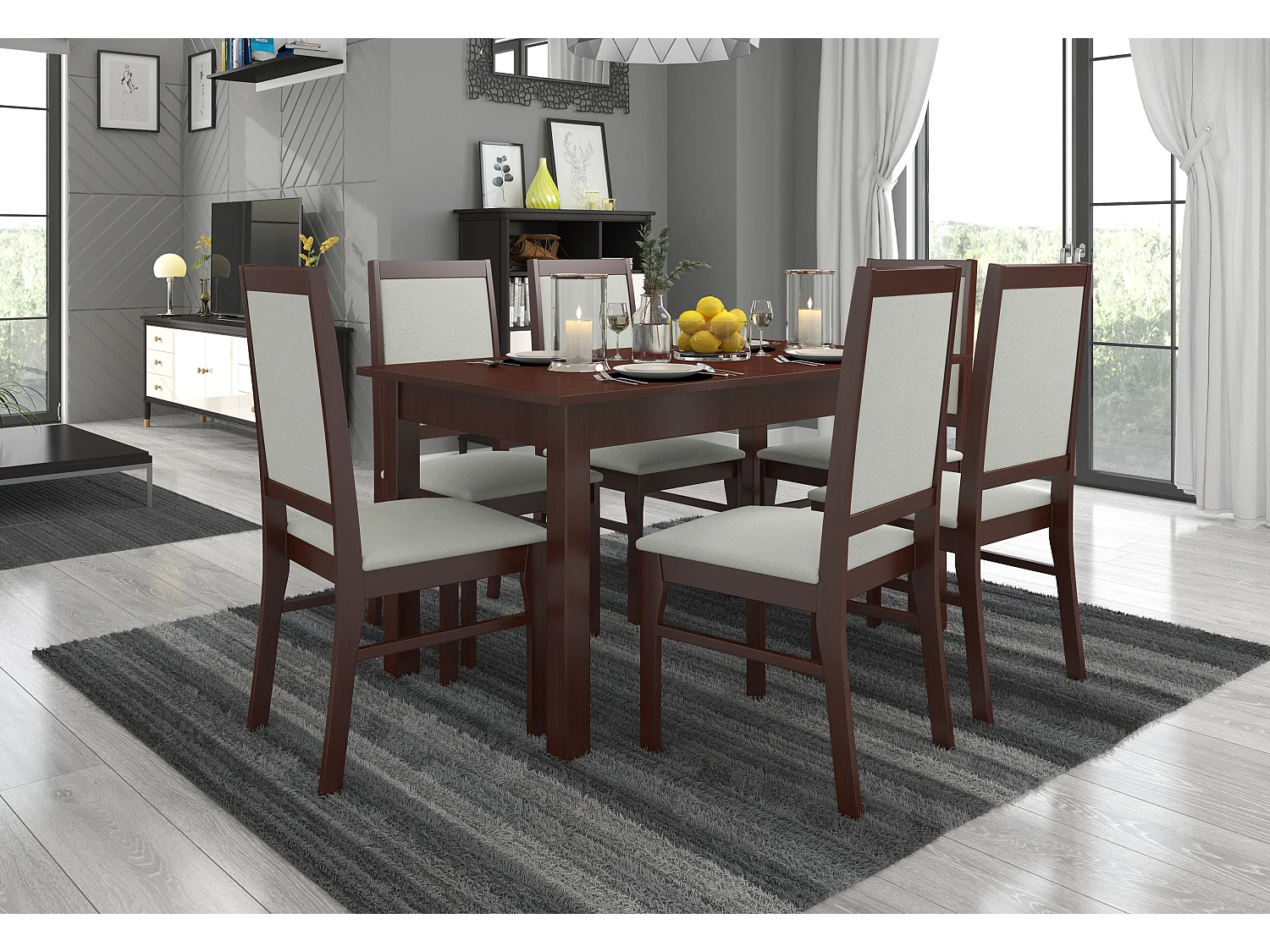 Chaise bois Noyer foncé et tissu au choix Klarika-Tissu 27127