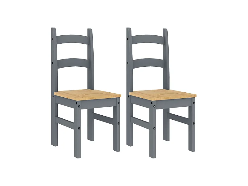 Chaises à manger lot de 2 gris 40x46x99 bois massif de pin