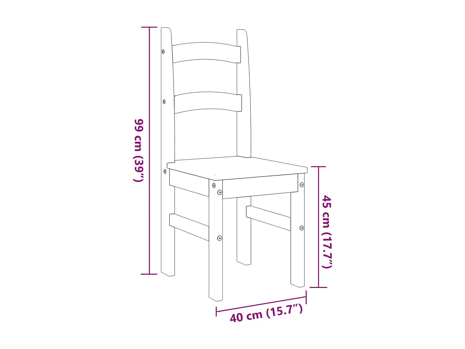 Chaises à manger lot de 2 gris 40x46x99 bois massif de pin