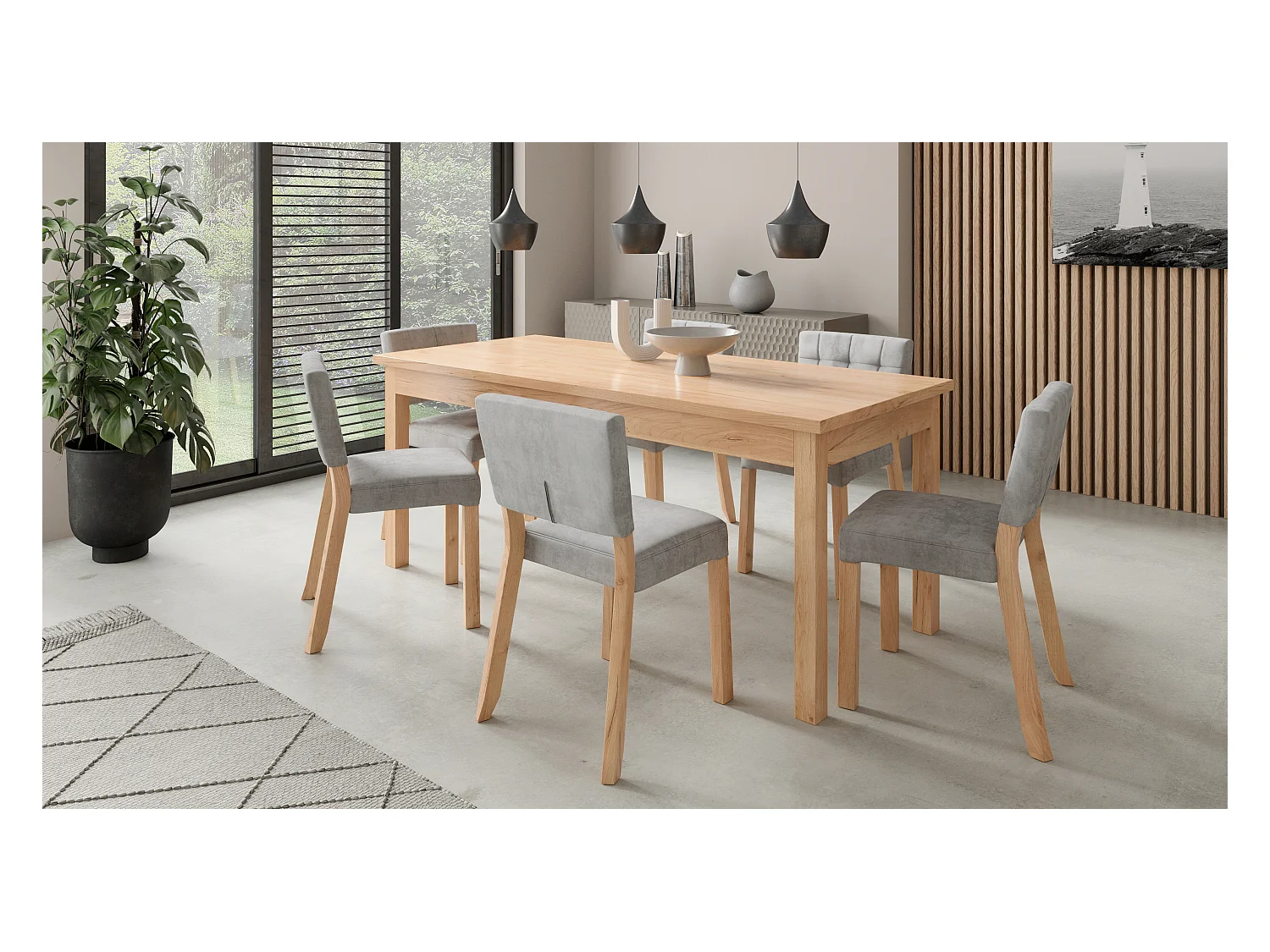 Chaise moderne en bois naturel de hêtre et tissu au choix Kloba-Tissu 27115