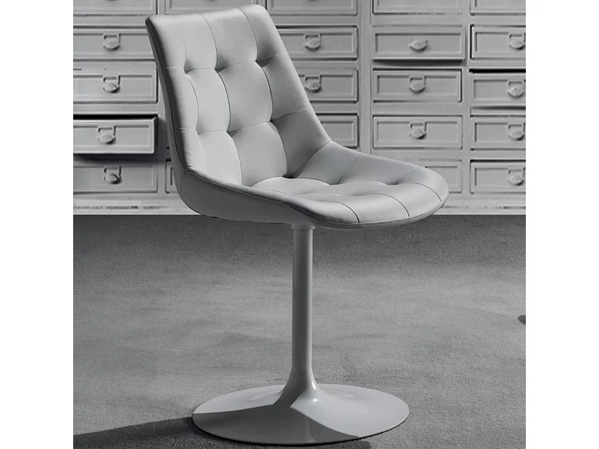 Fauteuil en faux cuir matelassé et pieds en métal Draiza - Lot de 2-Couleur Blanc