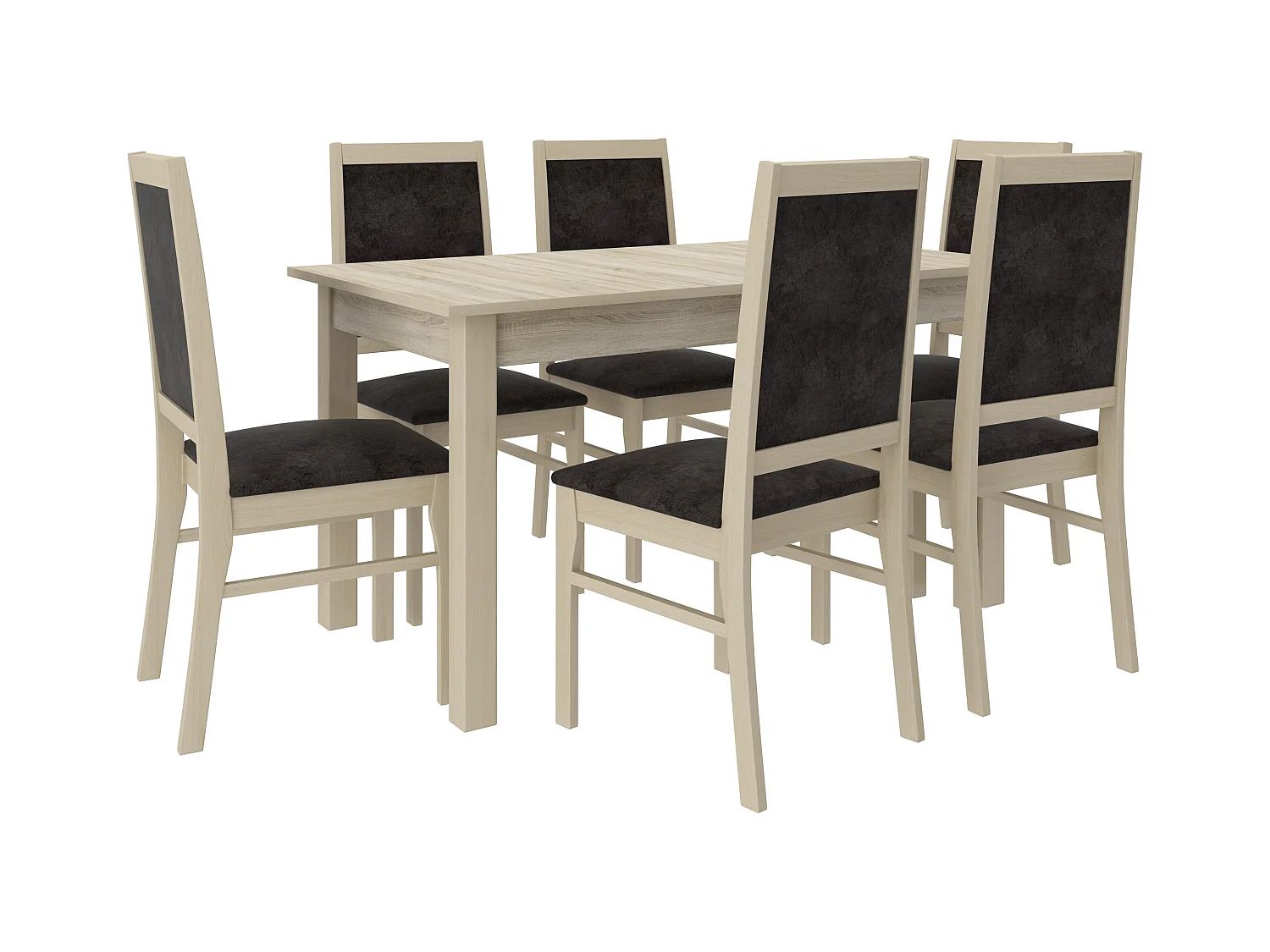 Chaise bois clair de sonoma et tissu Klarika-Tissu 27102