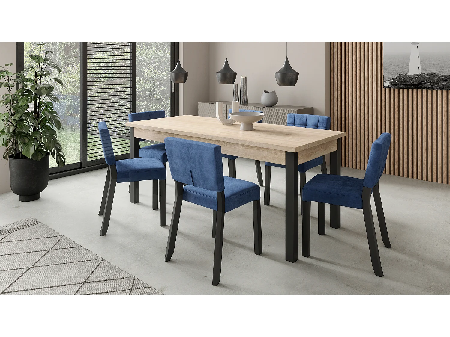 Chaise moderne en bois noir et tissu au choix Kloba-Tissu 27123