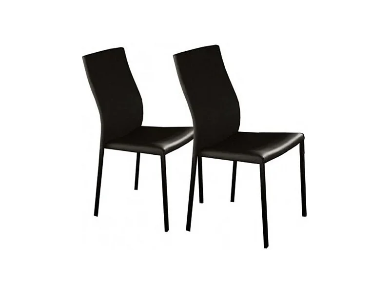 Chaise classique en faux cuir Lenaza - Lot de 4-Couleur Noir