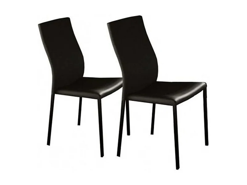 Chaise classique en faux cuir Lenaza - Lot de 4-Couleur Noir