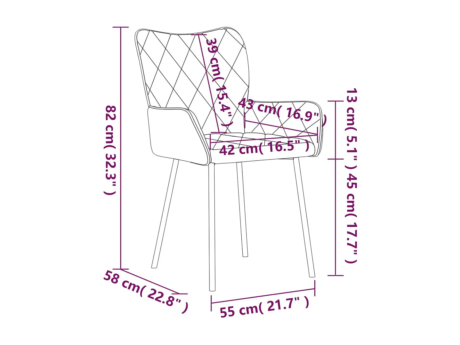 Eetkamerstoelen 2 st stof blauw