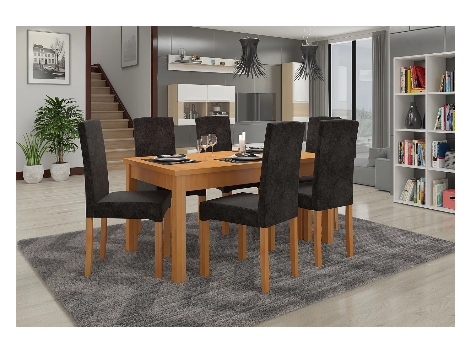 Chaise bois clair de hêtre et tissu au choix Zakria-Tissu 27117