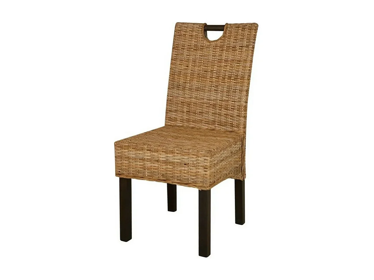 Chaise rotin kubu et manguier massif noir Kaleb - Lot de 4