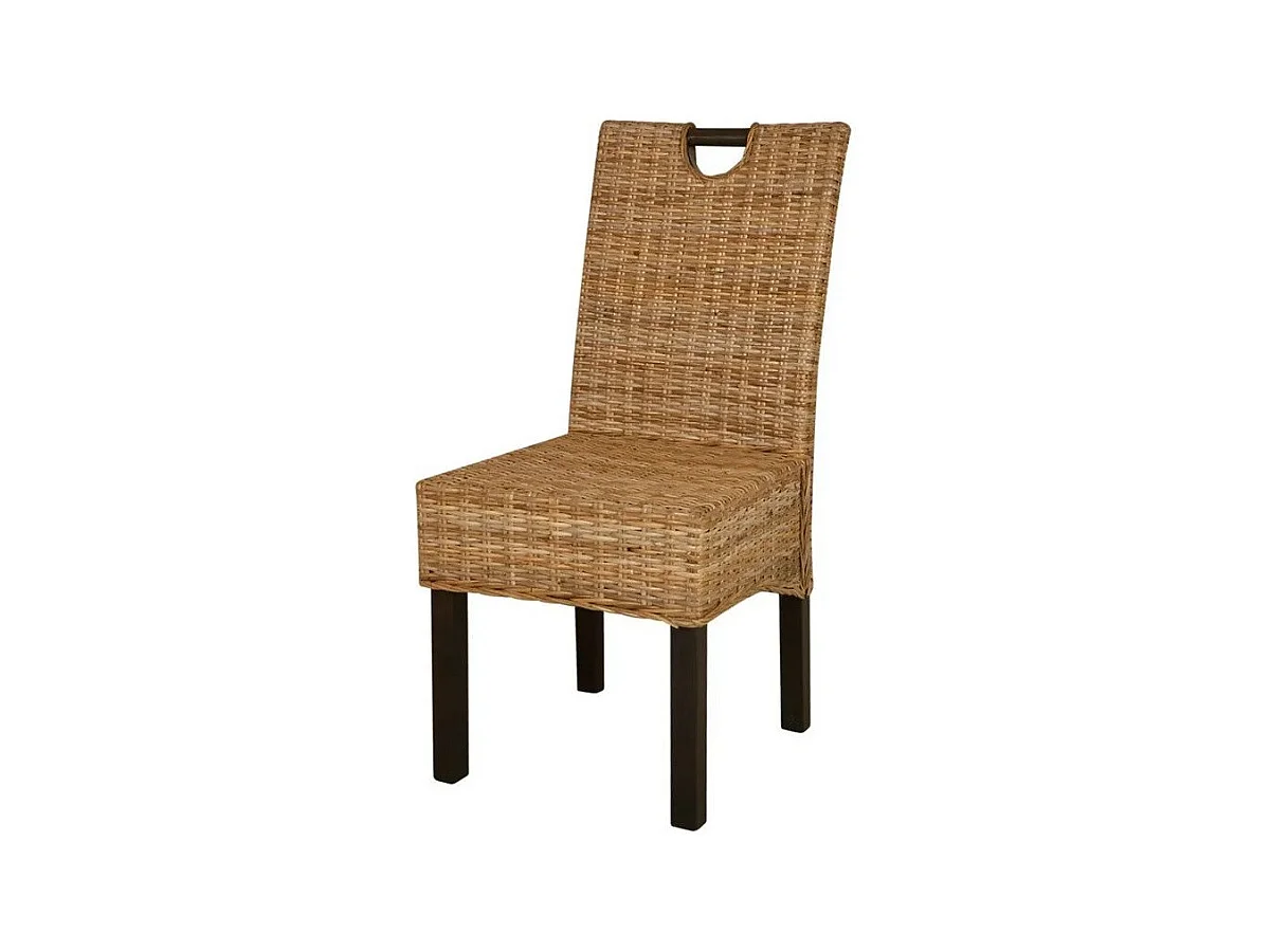 Chaise rotin kubu et manguier massif noir Kaleb - Lot de 2