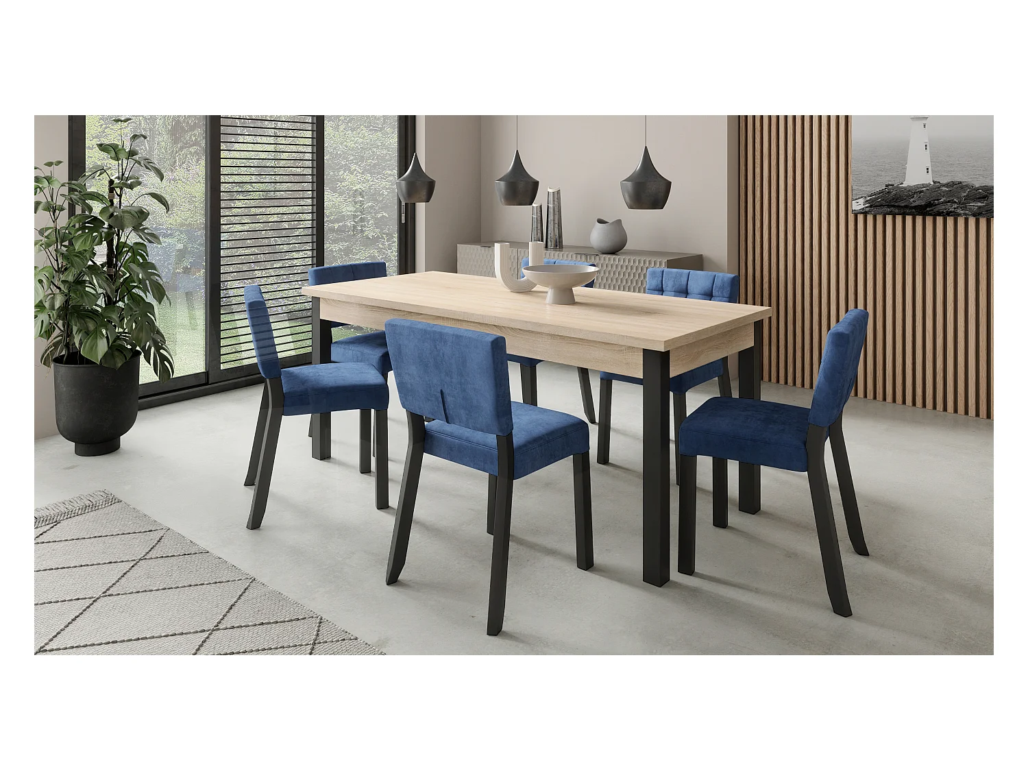 Chaise moderne en bois noir et tissu au choix Kloba-Tissu 27108