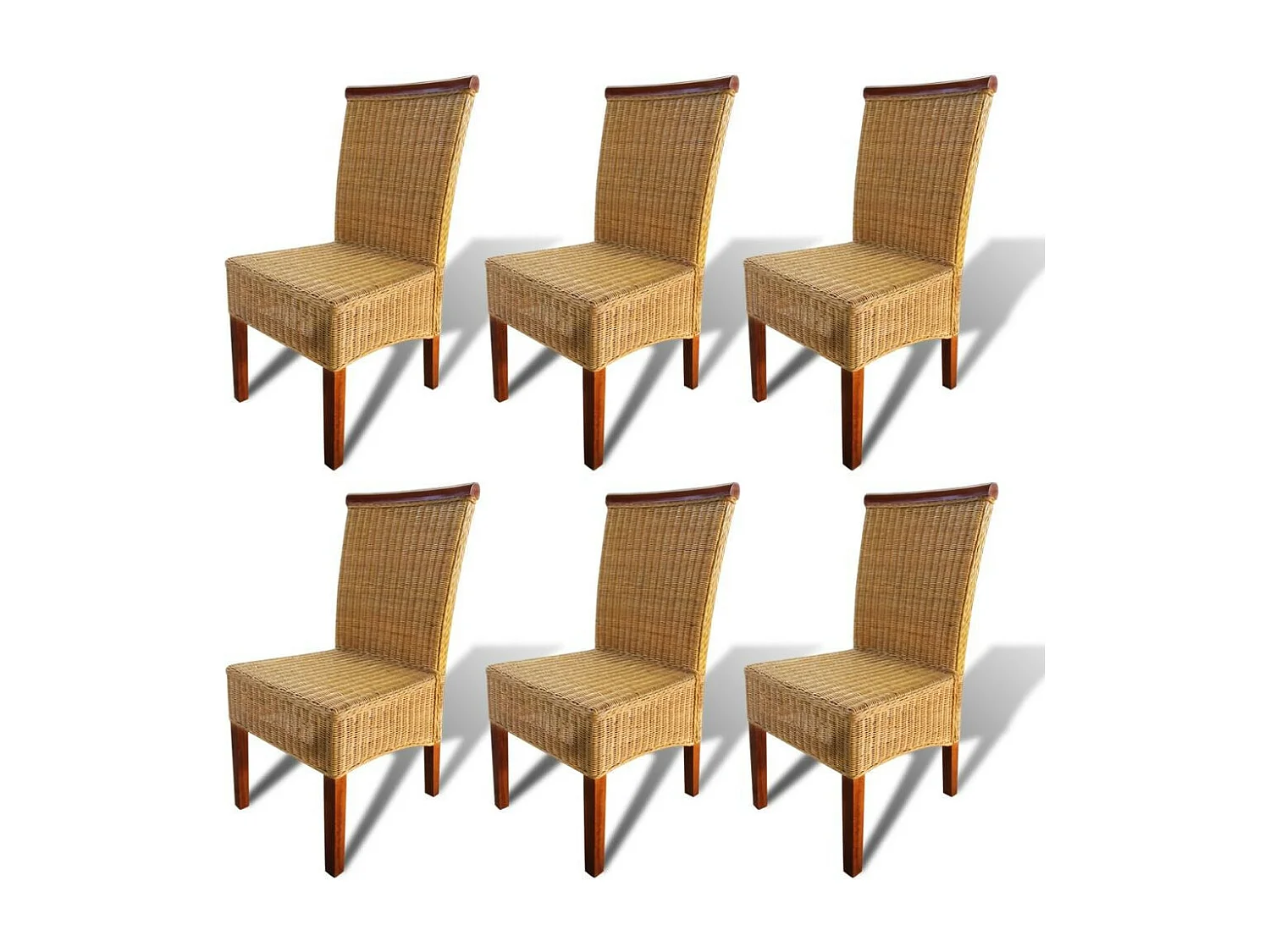 Chaises de salle à manger 6 pcs Marron Rotin naturel 2