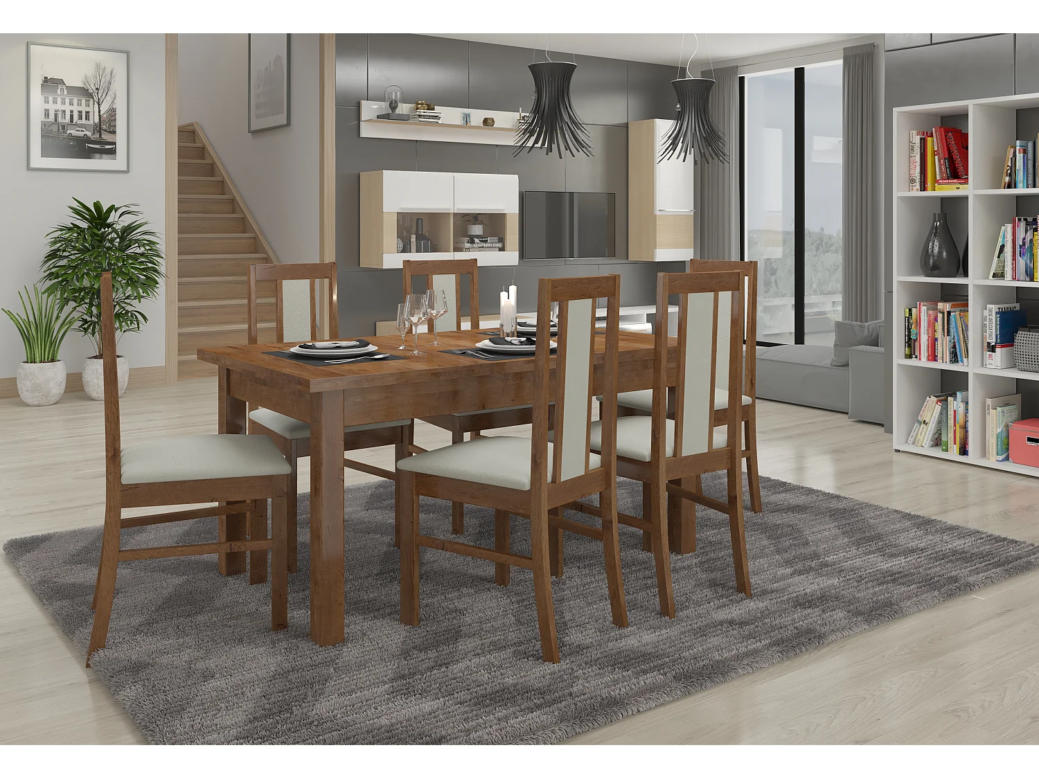 Chaise bois marron et tissu tissu Louiza-Tissu 27104